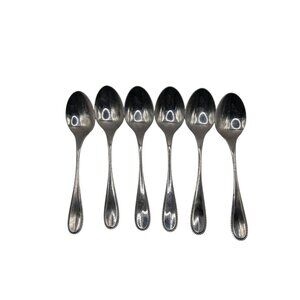 Set Of 6 Oxford Hall Crystal Palace Stainless Steel Teaspoons With Bead Edge Des